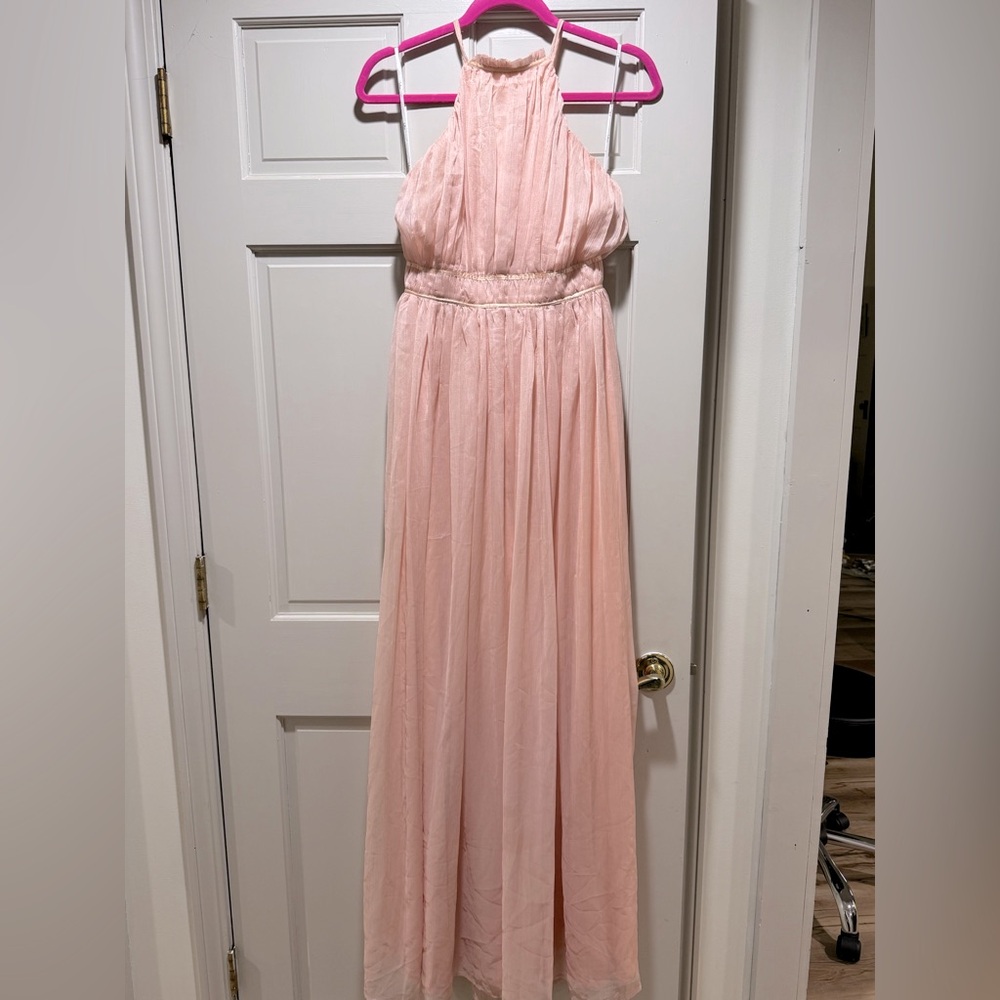 Lulu's Pink Pleated Halter Gown size small
